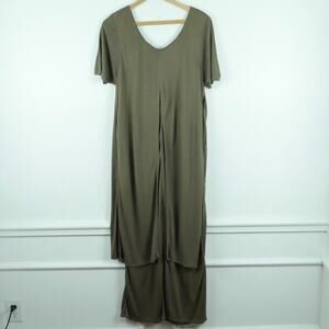 Chantik Medium Dress Rayon Jersey Brown Midi Lagenlook Forest Fairy Art to Wear